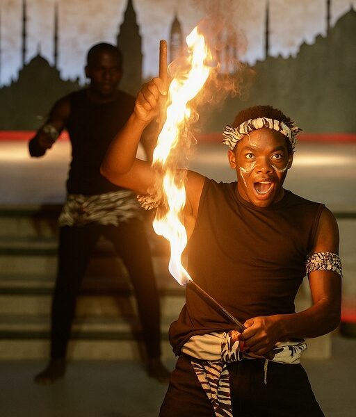 African acrobatic artist on rent