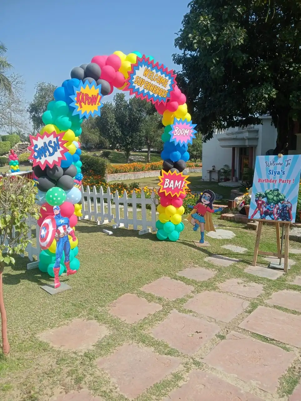 hir-superhero-theme-party-decoration-on-rental hire superhero theme party on rental