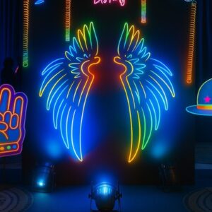 hire neon theme party decoration