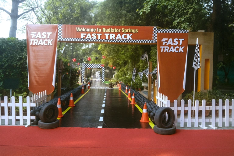 fast track theme party for rental