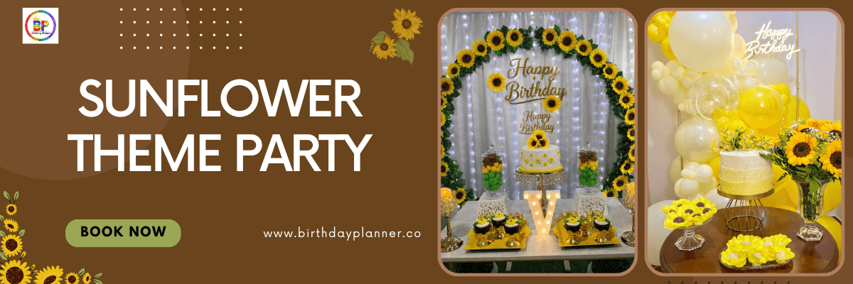 sunflower theme party planner banner