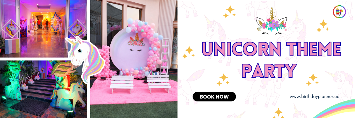 unicorn theme party banner